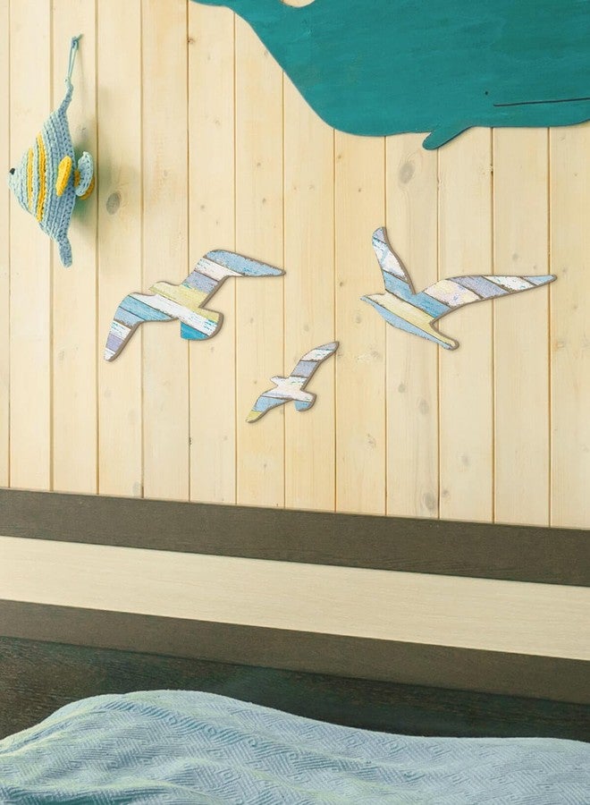 Putuo Decor 3Pcs Seagull Wall Decor, Wooden Beach Nautical Coastal Theme Wall Art Self-Adhesive Seagull Wall Sculpture, Sea Birds Lake House Ocean Decor Vintage Ornaments for Home Bathroom - Image 5
